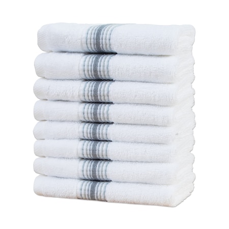 Arkwright Home Aston & Arden Turkish Striped Washcloth 13x13 Slate (8pk) WC-STT-1313-1.75-SLT